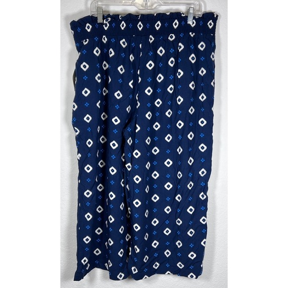 TERRA & SKY Blue Geo Print Crop Pants Wide Leg Relaxed Fit 16-18 NWT Women's 1X - Picture 4 of 9